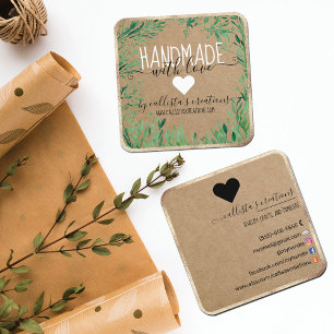 Micro Greens Gold Handmade With Love Etsy Crafter Square Business Card
