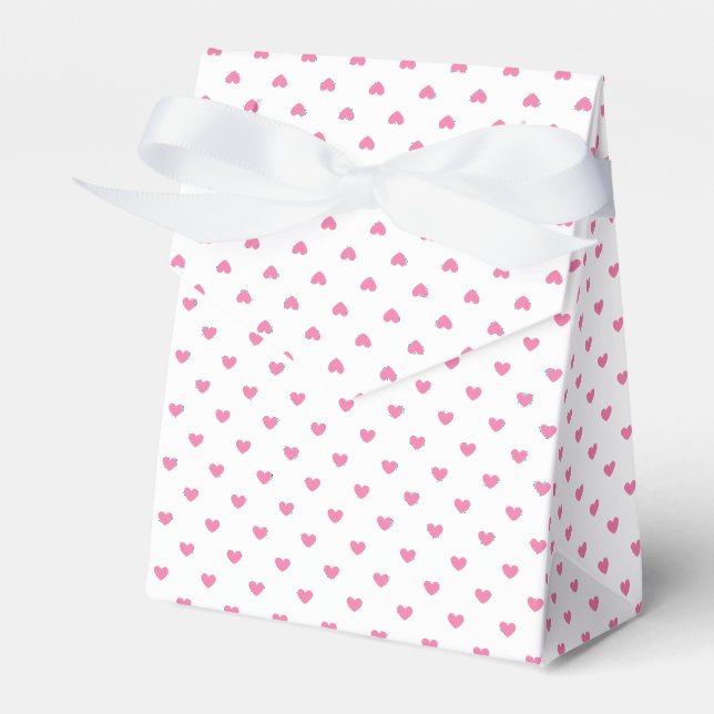 Micro Hearts Fuchsia Pink - White Favor Box (Front Side)