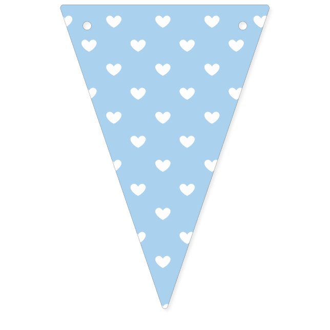 Micro Hearts White - Baby Blue Bunting Flags (First Flag)