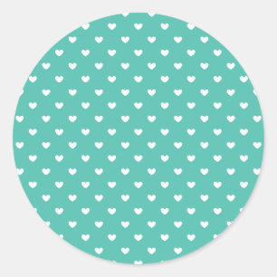 Micro Hearts White - Bluegrass Green Classic Round Sticker