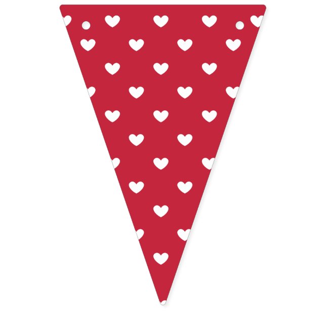 Micro Hearts White - Cherry Red Bunting Flags (First Flag)