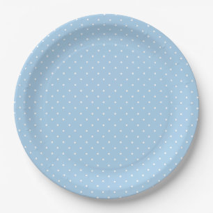 Micro Polka Dot White - Baby Blue Paper Plate