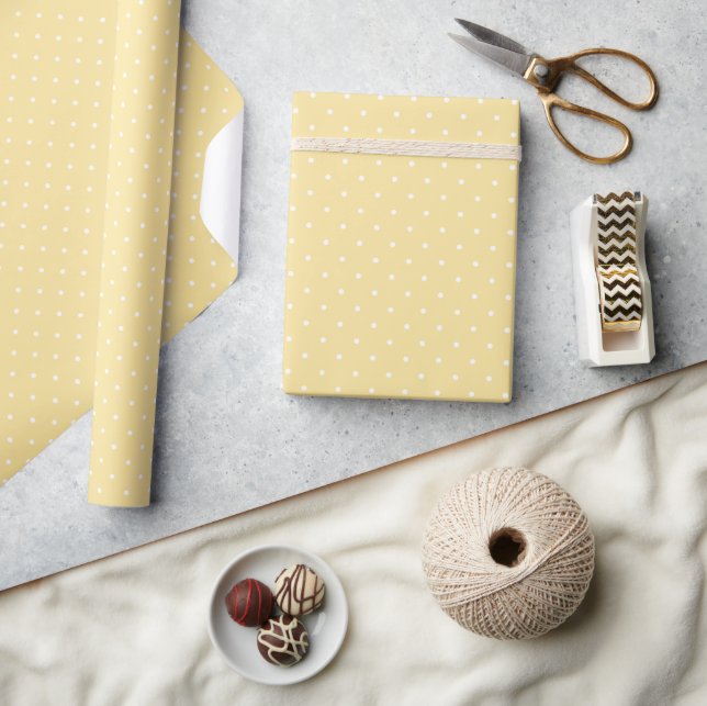 Micro Polka Dot White - Canary Yellow Wrapping Paper (Crafts)