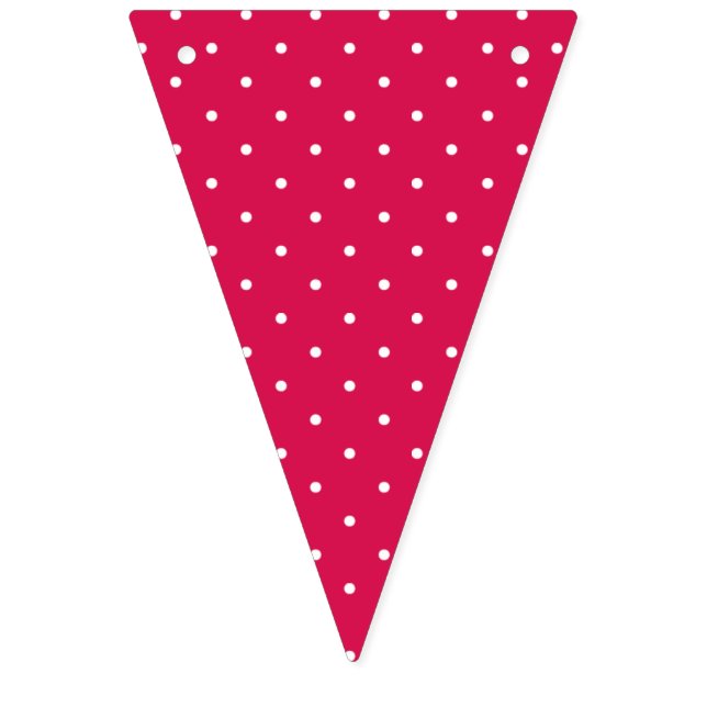 Micro Polka Dot White - Raspberry Red Bunting Flags (First Flag)