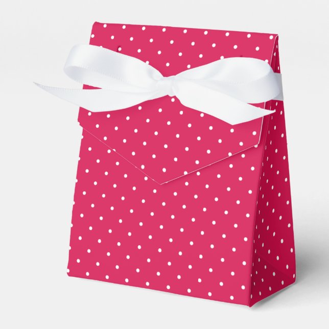 Micro Polka Dot White - Raspberry Red Favor Box (Front Side)