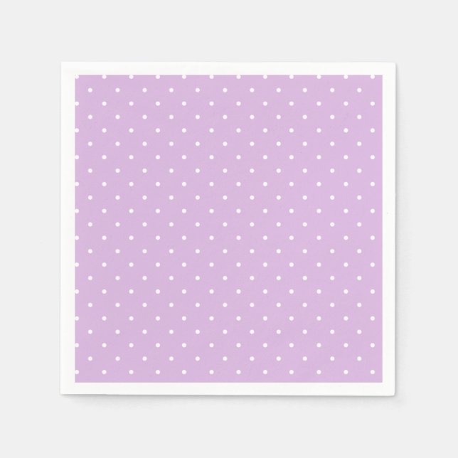 Micro Polka Dot White - Soft Lilac Napkin (Front)