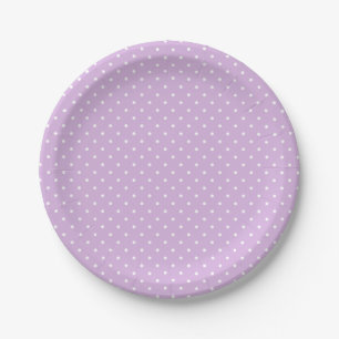 Micro Polka Dot White - Soft Lilac Paper Plate