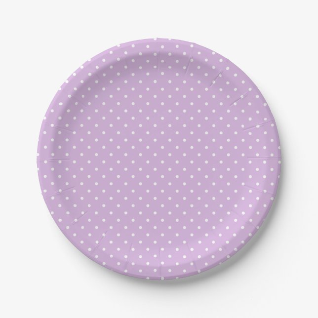 Micro Polka Dot White - Soft Lilac Paper Plate (Front)