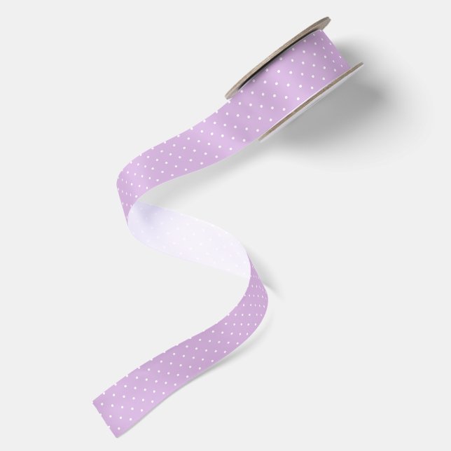 Micro Polka Dot White - Soft Lilac Satin Ribbon (Front+Back)