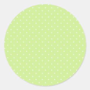 Micro Polka Dot White - Spring Green Classic Round Sticker