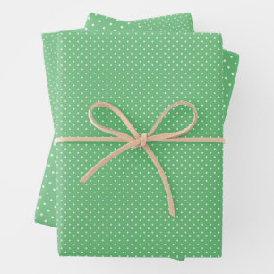 Micro Polka Dot White - Summer Green Wrapping Paper Sheet
