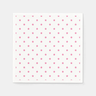 Micro Stars Fuchsia Pink - White Napkin