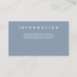 Micro Wedding Blue White Typography Information Enclosure Card