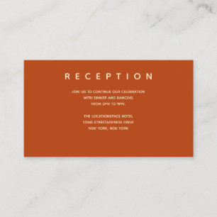 Micro Wedding Burnt Orange Small Reception Info Enclosure Card