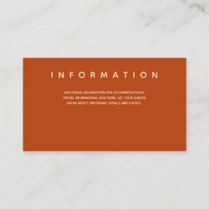 Micro Wedding Burnt Orange Typography Information Enclosure Card