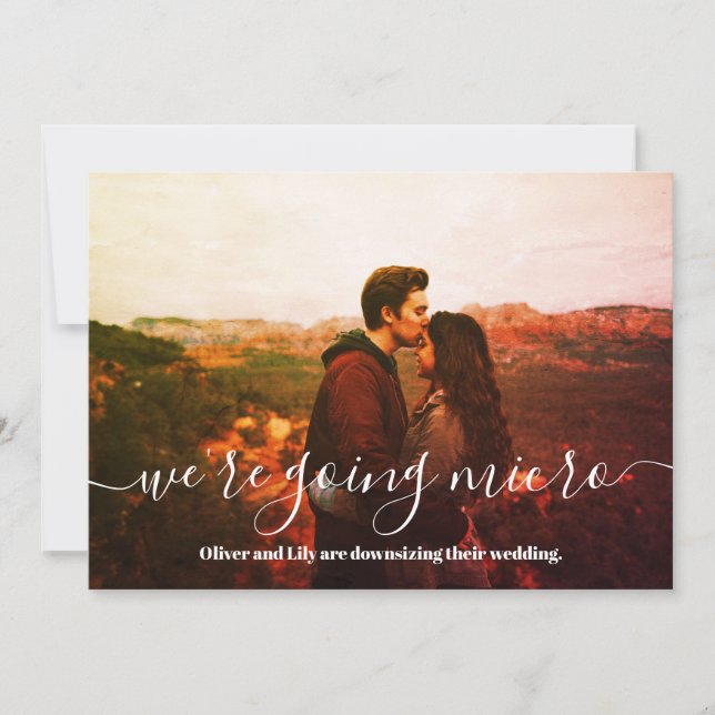 Micro Wedding Downsize Photo Simple Script Announcement (Front)