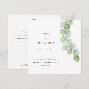 Micro Wedding Eucalyptus Botanical Save The Date