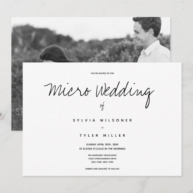 Micro Wedding Photo Horizontal Wedding  (Front/Back)