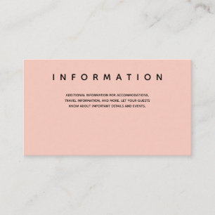Micro Wedding Pink Black Typography Information Enclosure Card