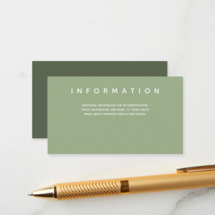 Micro Wedding Sage Typography Information Enclosure Card