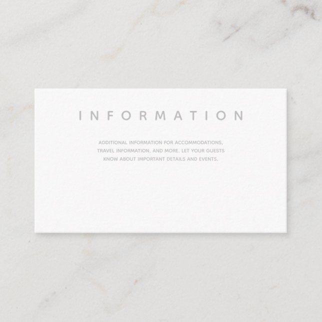 Micro Wedding White Grey Typography Information Enclosure Card (Front)