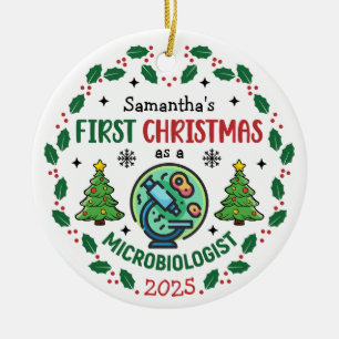 Microbiologist First Christmas Personalized Ceramic Ornament