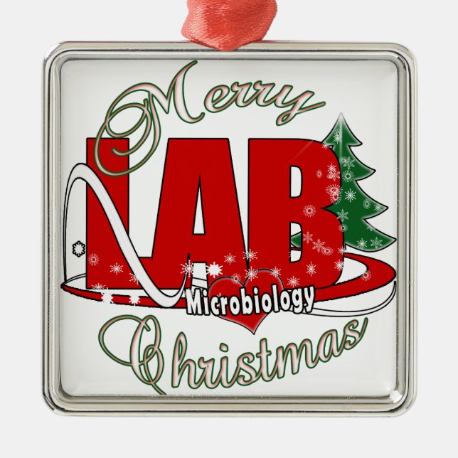 MICROBIOLOGY CHRISTMAS MEDICAL LABORATORY TECH METAL ORNAMENT (Front)