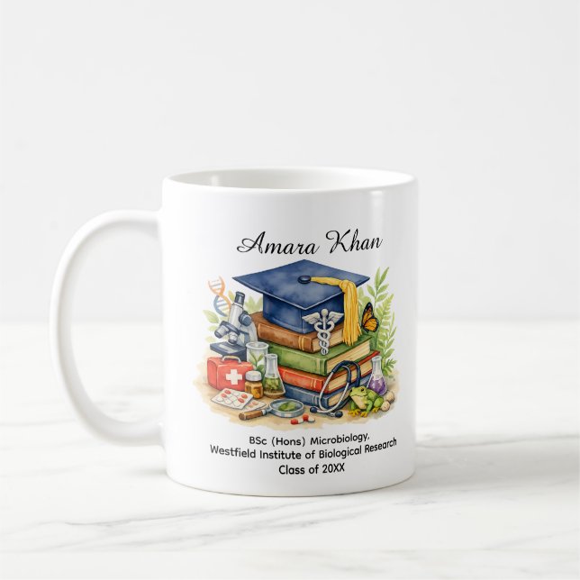 🎓Microbiology Graduate  Custom Name & Degree Coffee Mug (Left)