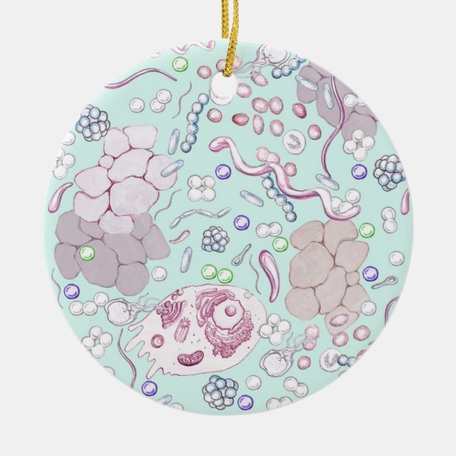 Microbiology in Blue Ceramic Ornament (Front)