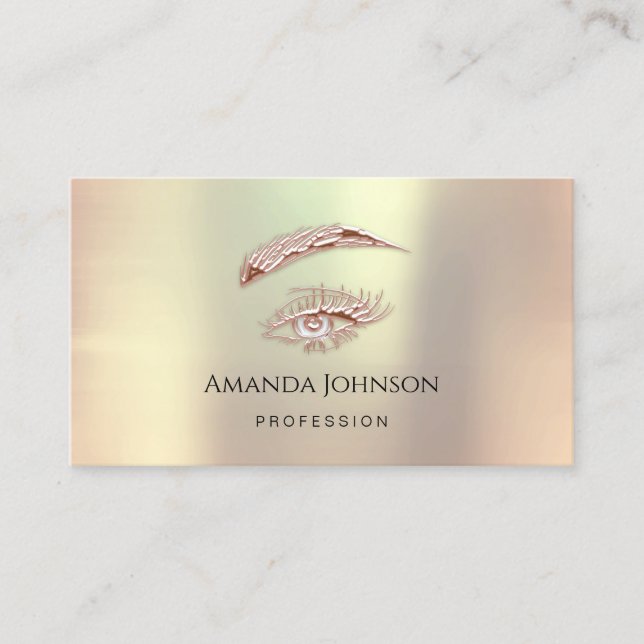 Microblade  Lashes Brows Makeup Eye Rose Copper Business Card (Front)