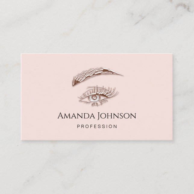 Microblade  Lashes Brows Makeup Logo Rose Blush  Business Card (Front)