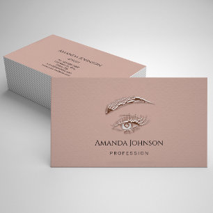 Microblade Lashes Brows Makeup Logo Rose Unique Business Card