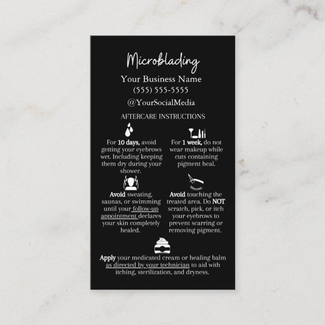 Microblading Afcare, Carte de visite de 3,5 po x 2 (Devant)