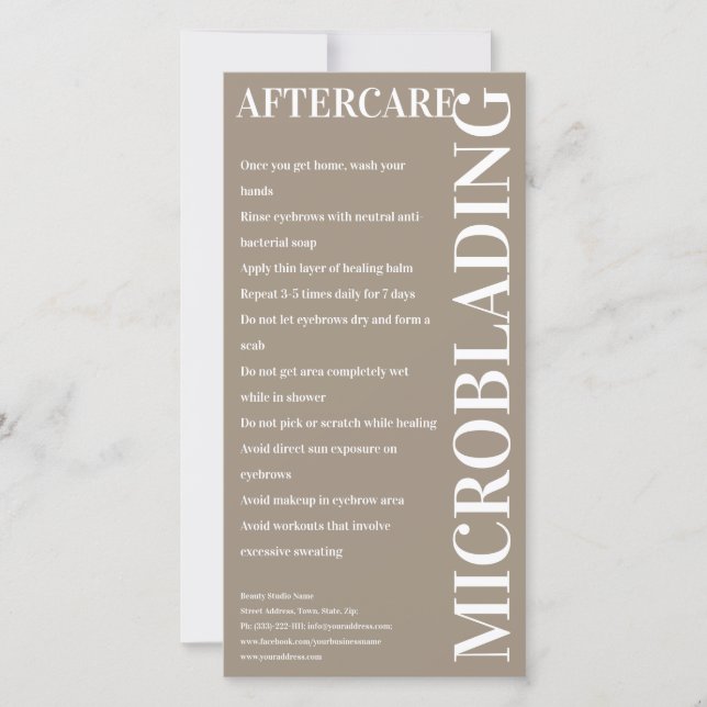 Microblading Aftercare Coffee Latte Instruction Thank You Card (Front)
