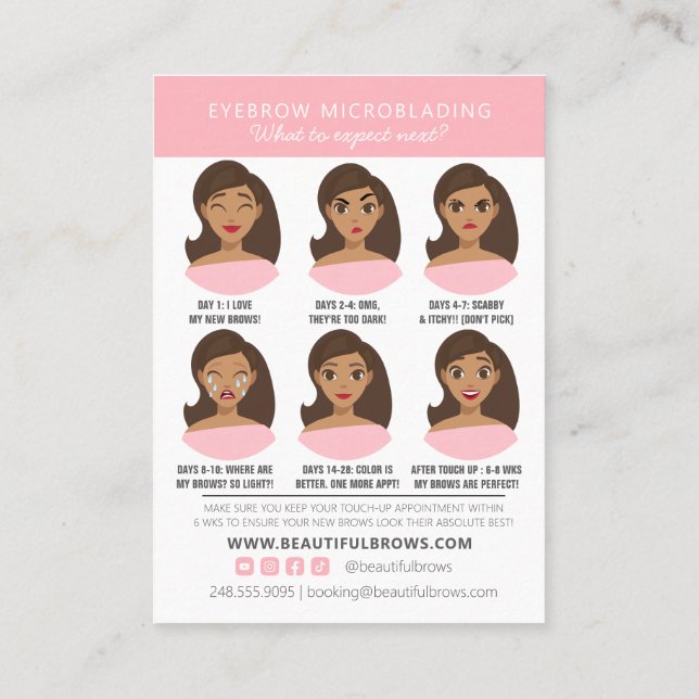 Microblading Aftercare Instructions & Appointment  Business Card (Back)