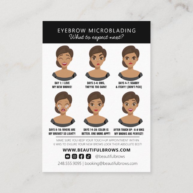 Microblading Aftercare Instructions & Appointment  Business Card (Back)