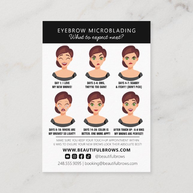 Microblading Aftercare Instructions & Appointment Business Card (Back)