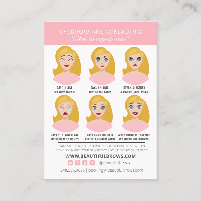 Microblading Aftercare Instructions & Appointment  Business Card (Back)