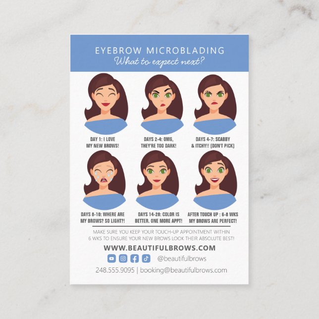 Microblading Aftercare Instructions & Appointment  Business Card (Back)