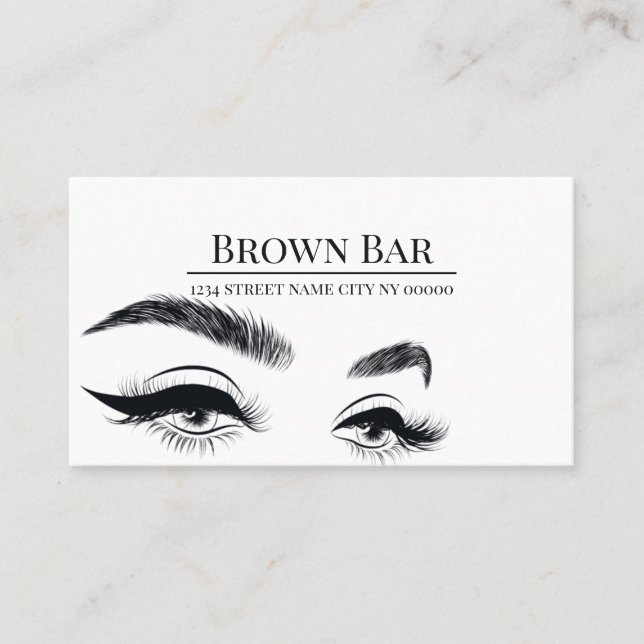 Microblading Brows & Lashes, Eyelash Extensions Business Card (Front)
