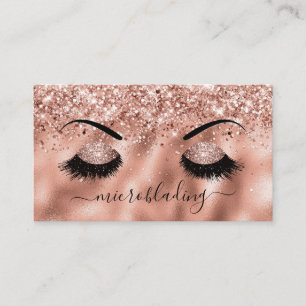 Microblading Brows Rose Gold Glitter Makeup Artist Business Card