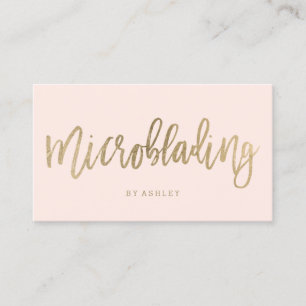 Microblading elegant gold typography bush pink business card