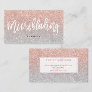 Microblading elegant typography silver rose gold business card