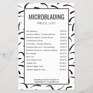 Microblading Eyebrow Shape Tattoo Price List Flyer