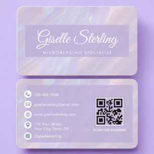 Microblading Iridescent QR Code Professional Business Card