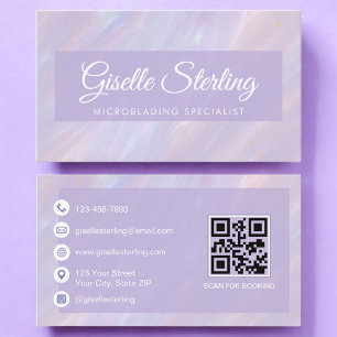 Microblading QR Code Iridescent Pastel Opal Business Card