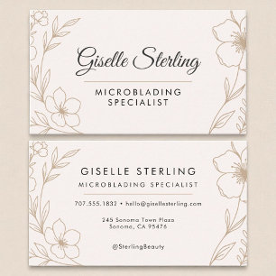 Microblading Specialist Botanical Blush and Black Business Card