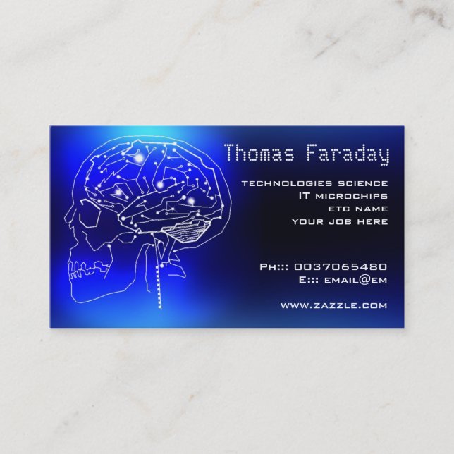 microchip circuits brain technology business card (Front)