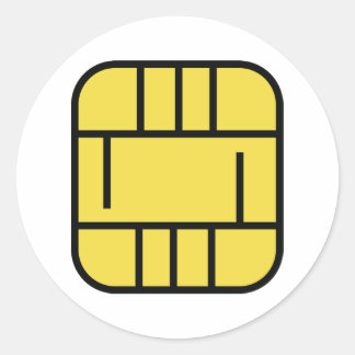 microchip credit card classic round sticker