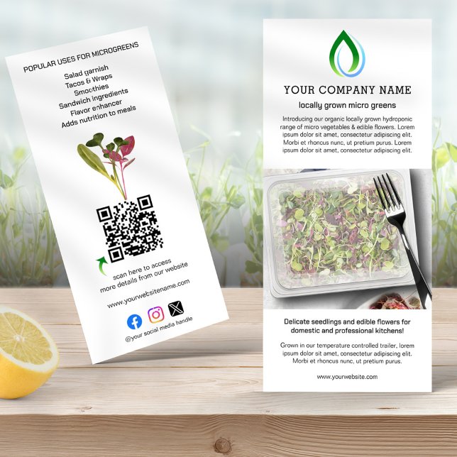 Microgreen Grower QR Code Publicity & Information Rack Card (Creator Uploaded)